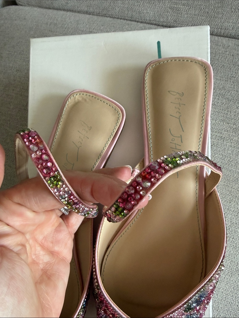 Betsey Johnson Pink Beaded Pointed-Toe Slingback Mules - Picture 6 of 10